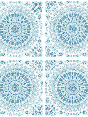 Mandala Peel-and-stick Wallpaper In Teal And Blue By Nextwall