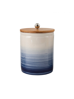 Ceramic Small Ombre Canister With Wood Lid Blue - Thirstystone