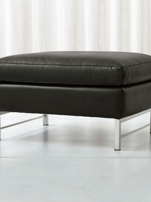 Tyson Leather Ottoman With Stainless Steel Base