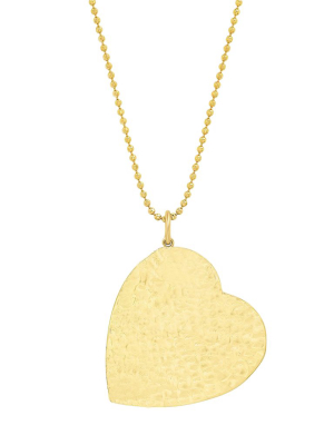 Hammered Heart Pendant Necklace - Large