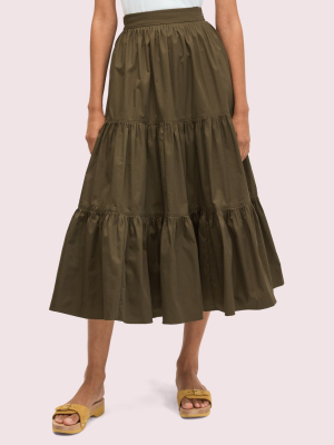 Poplin Tiered Midi Skirt