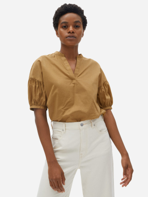 The Split-neck Puff-sleeve Air Shirt