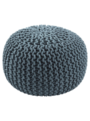 Visby Teal Textured Round Pouf
