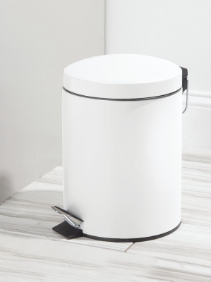 Mdesign Small Round Step Trash Can Garbage Bin, Removable Liner, 5l