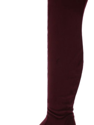 Jennings010k Burgundy Over The Knee Hidden Wedge Boot