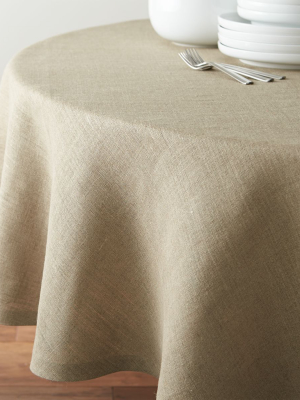 Beckett Natural 90" Round Linen Tablecloth