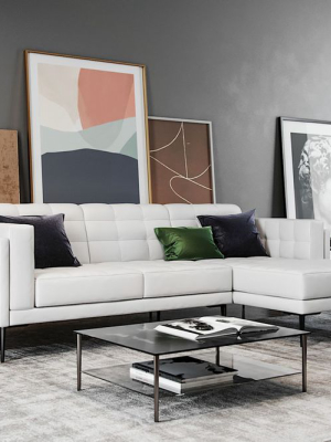 Elson Full Leather Sectional Pure White