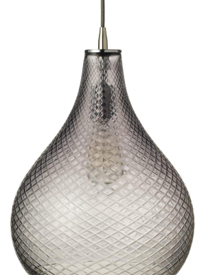 Jamie Young Large Cut Glass Curved Pendant In Gray Glass