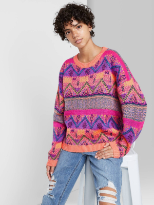 Women's Fair Isle Crewneck Oversized Pullover Sweater - Wild Fable™