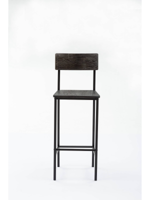 Set Of 2 29" Americano Barstools Walnut Finish Distressed Black - Boraam