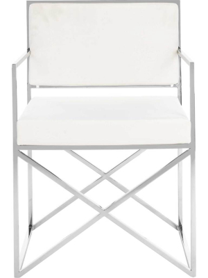 King Velvet Directors Chair White/silver