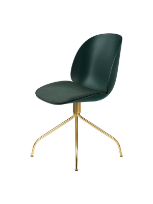 Beetle Meeting Chair - Brass  Swivel Base - Seat Upholstered