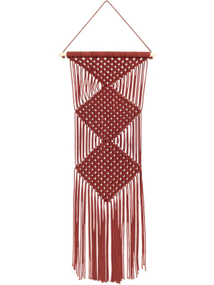 Azra Macrame Wall Hanging In Dark Red