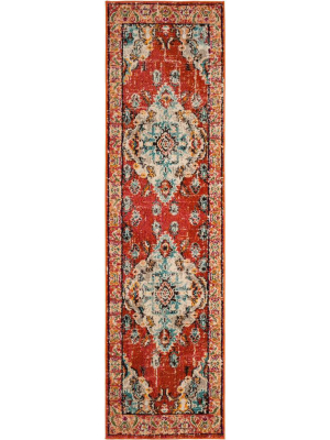 Monaco Orange/light Blue Runner Rug