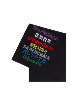 Multilingual Logo Wool-blend Scarf