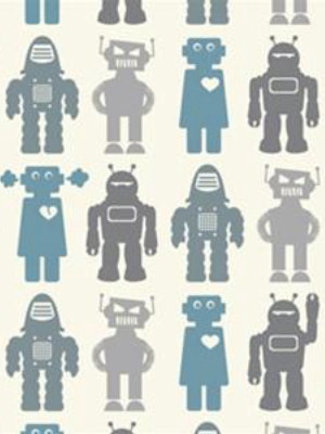 Robots Wallpaper In Blue Design By Aimee Wilder