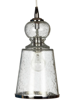 Jamie Young Long Lafitte Pendant In Clear Seeded Glass