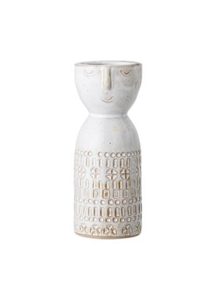 Stoneware Vase With Face Beige S
