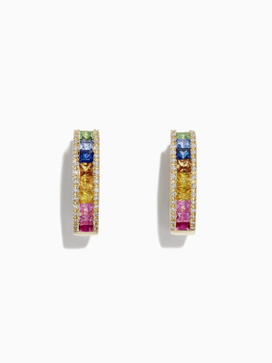 Effy Watercolors 14k Gold Multi Sapphire & Diamond Earrings, 2.63 Tcw