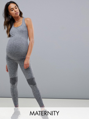 Mamalicious Maternity Sports Gym Leggings In Gray Marl