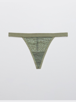 Aerie Velvet Animal Lace String Thong Underwear