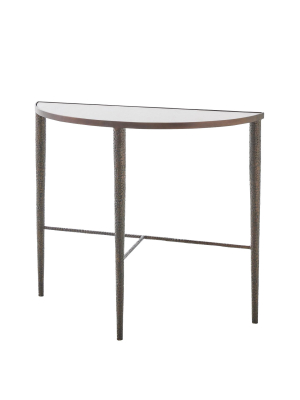 Hammered Console Table Bronze With White Marble