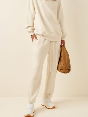 Snap-front Cotton Sweatpants