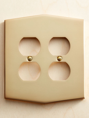 Hex Brushed Brass Double Duplex Plate