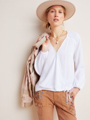 Cloth & Stone Smocked Surplice Blouse