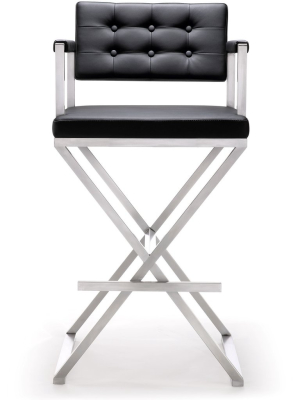 Director Black Stainless Steel Barstool