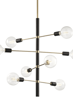 Astrid 8 Light Chandelier - Aged Brass/black