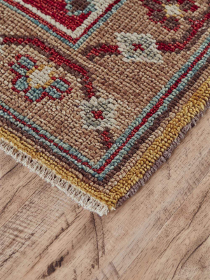 Feizy Piraj Nordic Hand Knot Wool Rug - Available In 7 Sizes - Red, Turquoise, & Yellow