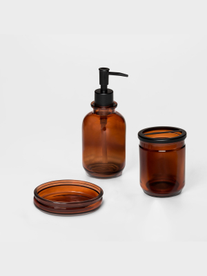 Solid Amber Apothecary Glass Bath Collection - Threshold™