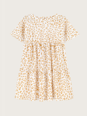 Kids On The Moon Cascade Dress - Golden Leopard