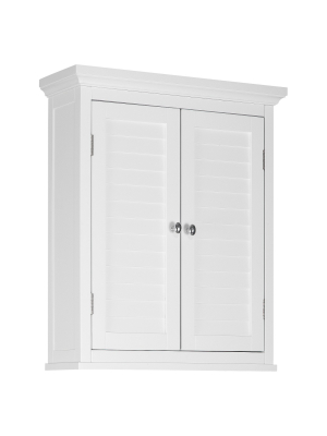 Slone 2 Door Shuttered Wall Cabinet - White - Elegant Home Fashion