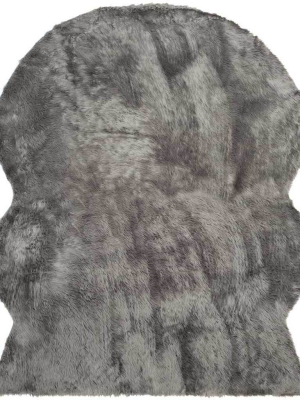 Faux Sheepskin Pelt Gray Area Rug