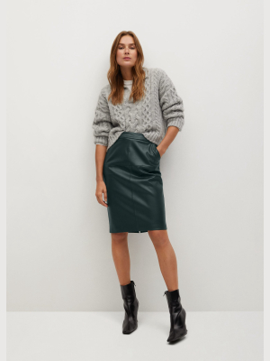 Faux-leather Pencil Skirt