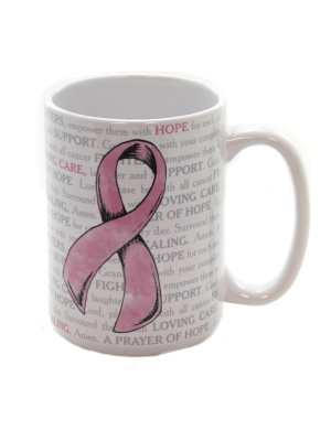 Tabletop 4.5" Hope 14 Oz Mug Pink Ribbon Breast Cancer Carson Home Accents - Drinkware