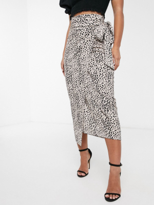 Style Cheat Tie Waist Midi Skirt Two-piece In Polka Dot