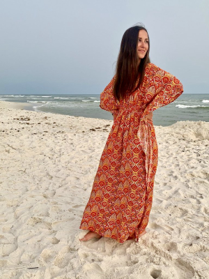 Marie Cinch Kaftan | Peony Print