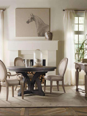 Corsica Dark Round Dining Table W/1-18in Leaf