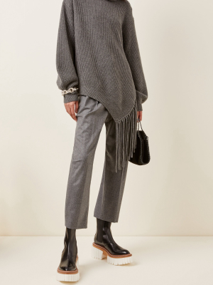 Asymmetric Fringed Cashmere-blend Turtleneck Sweater