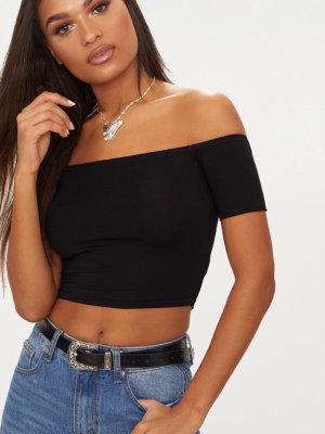 Basic Black Bardot Crop Top