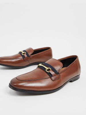 Walk London Raphael Bar Loafers In Brown Leather