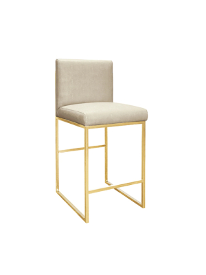 Faux Shagreen Counter Stool With Brass Base
