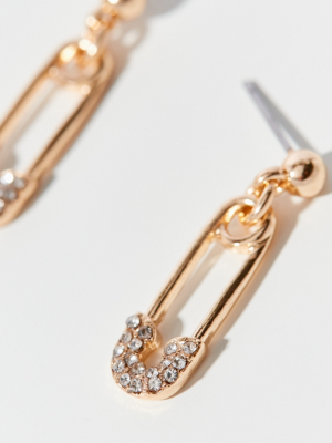 Rhinestone Safety Pin Post Earring