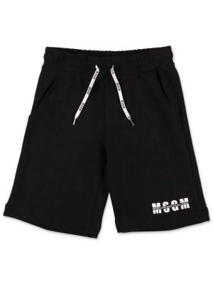 Msgm Kids Logo Printed Drawstring Shorts