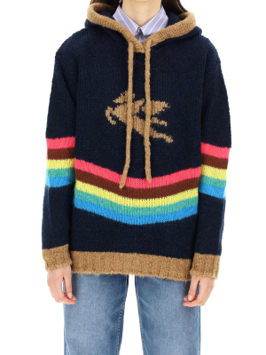 Etro Logo Intarsia Striped Knit Hoodie