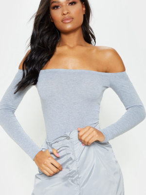 Basic Grey Marl Bardot Bodysuit