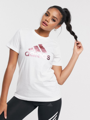 Adidas Training Logo T-shirt In White